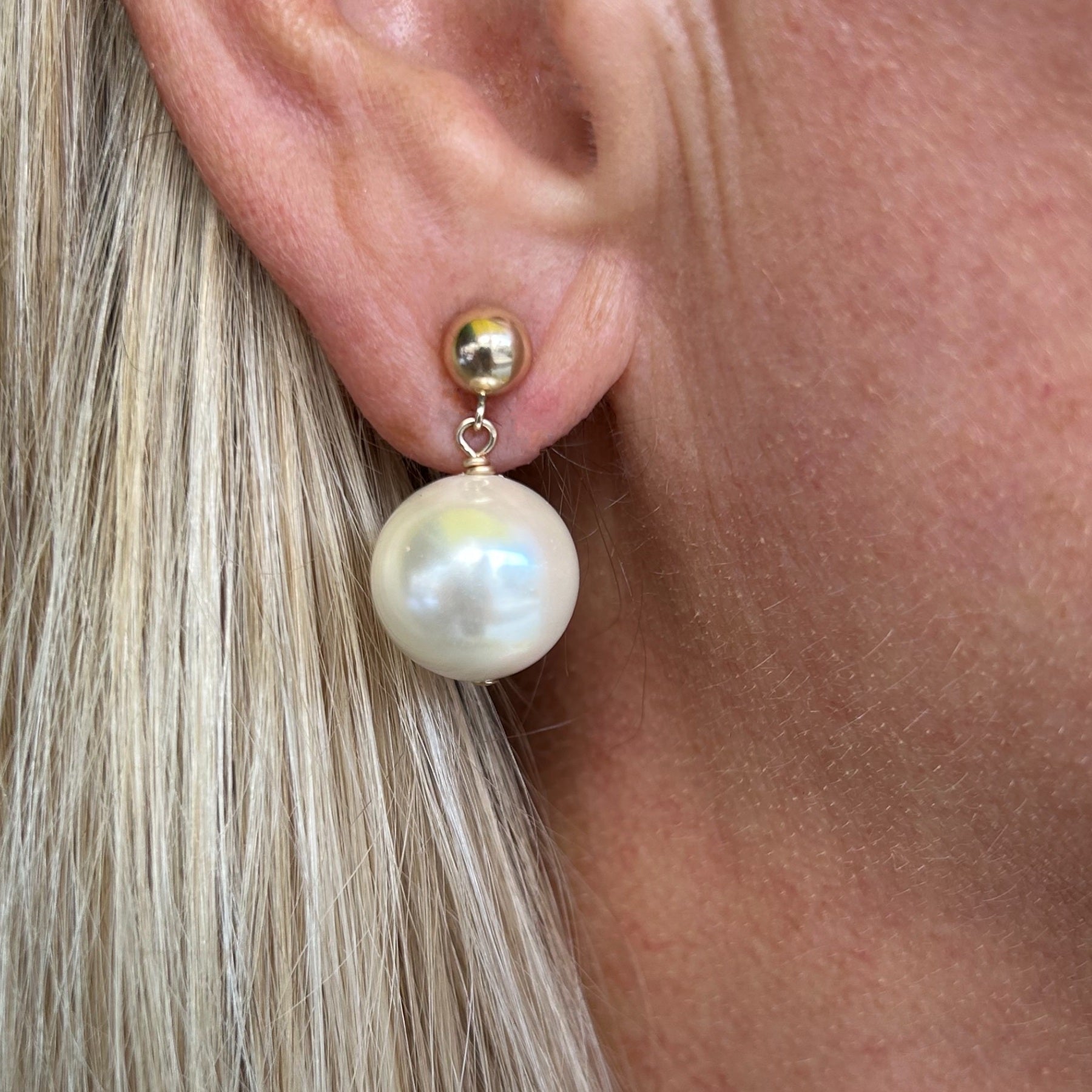 White Shell Pearl Drop Earrings