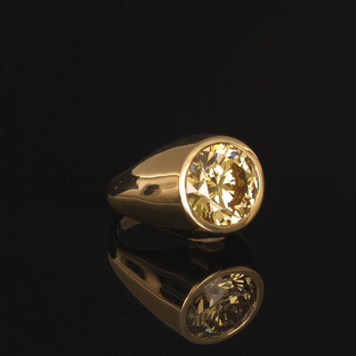 5ct Round Cut Yellow Lab Grown Diamond Ring Set in 18KT Yellow Gold