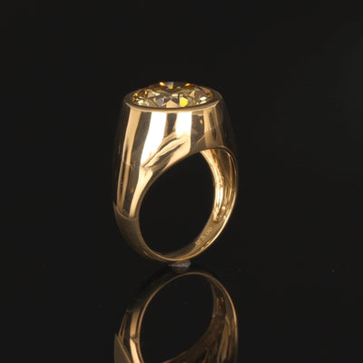 5ct Round Cut Yellow Lab Grown Diamond Ring Set in 18KT Yellow Gold