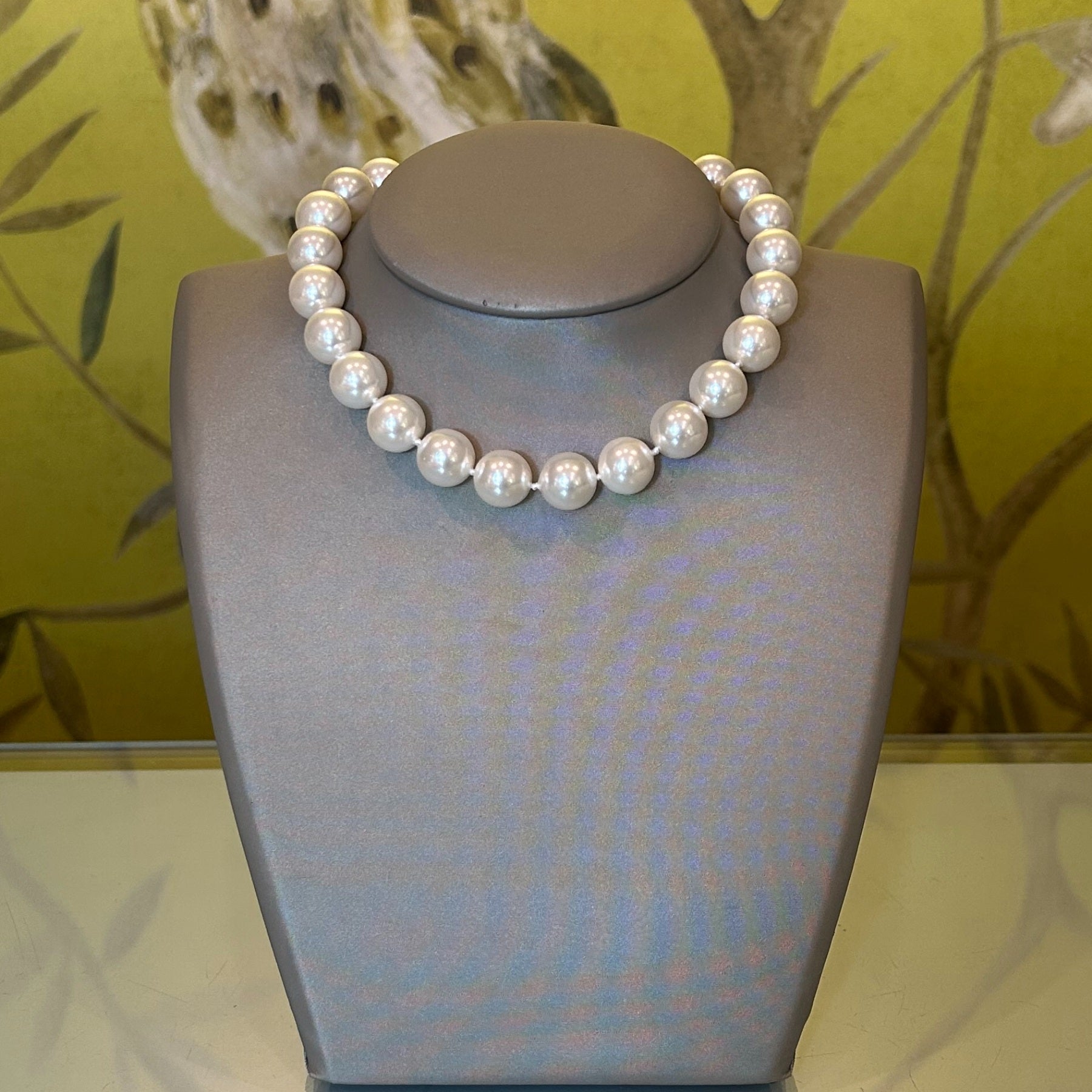 White Shell Pearl Necklace 15.5 inches