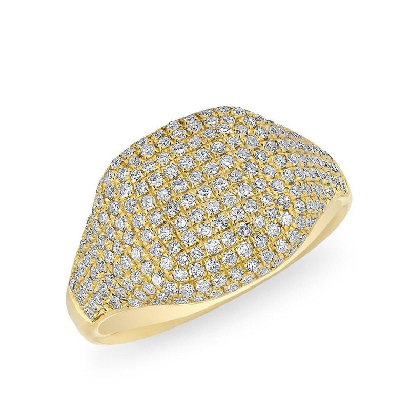 14KT Yellow Gold Diamond Cushion Pinkie Ring