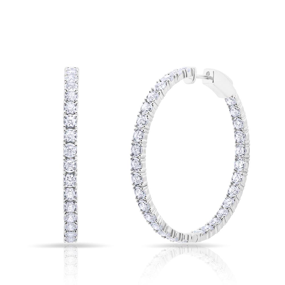 14KT White Gold Diamond Medium Bella Hoop Earrings – Anne Sisteron