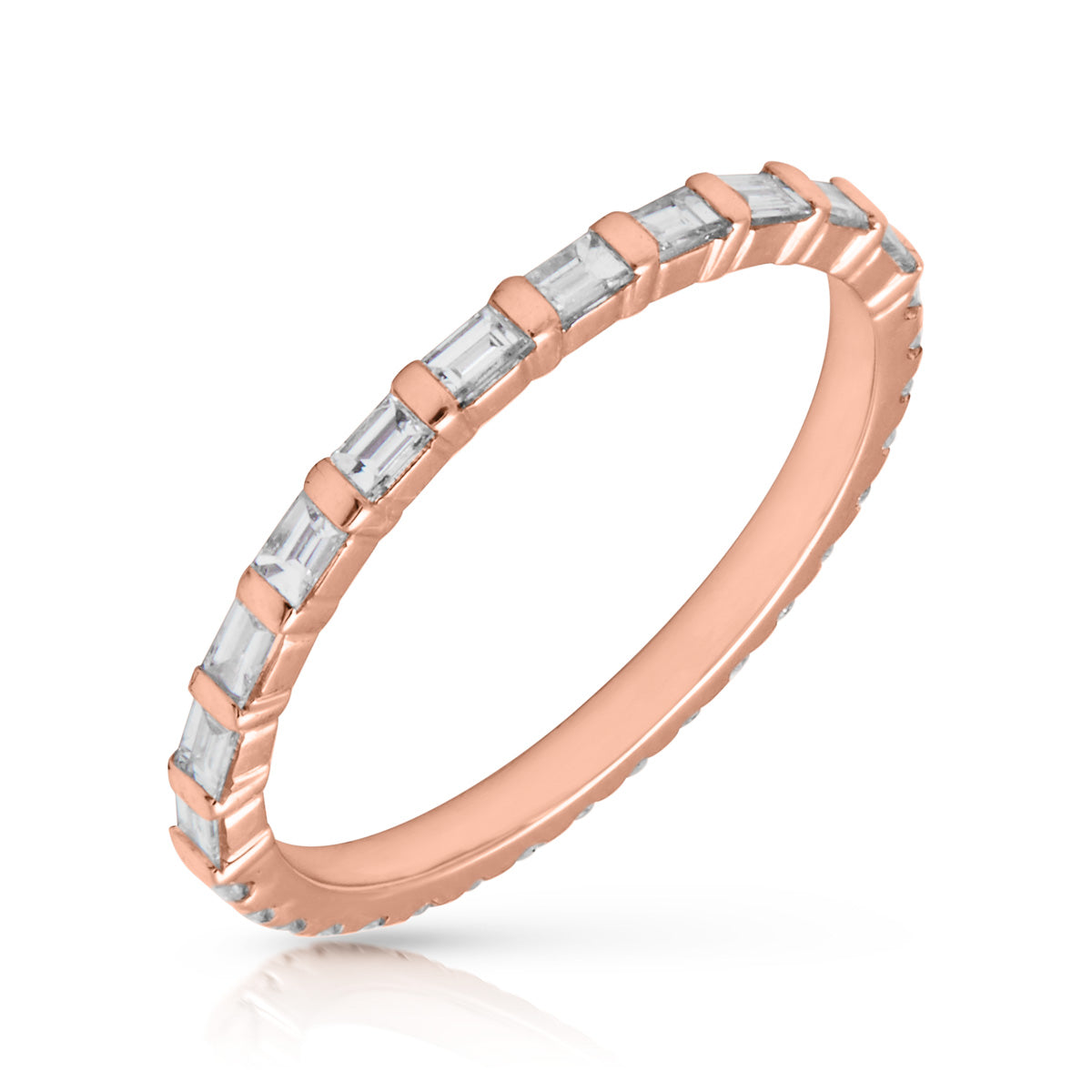 14KT Rose Gold Half Baguette Diamond Eternity Ring