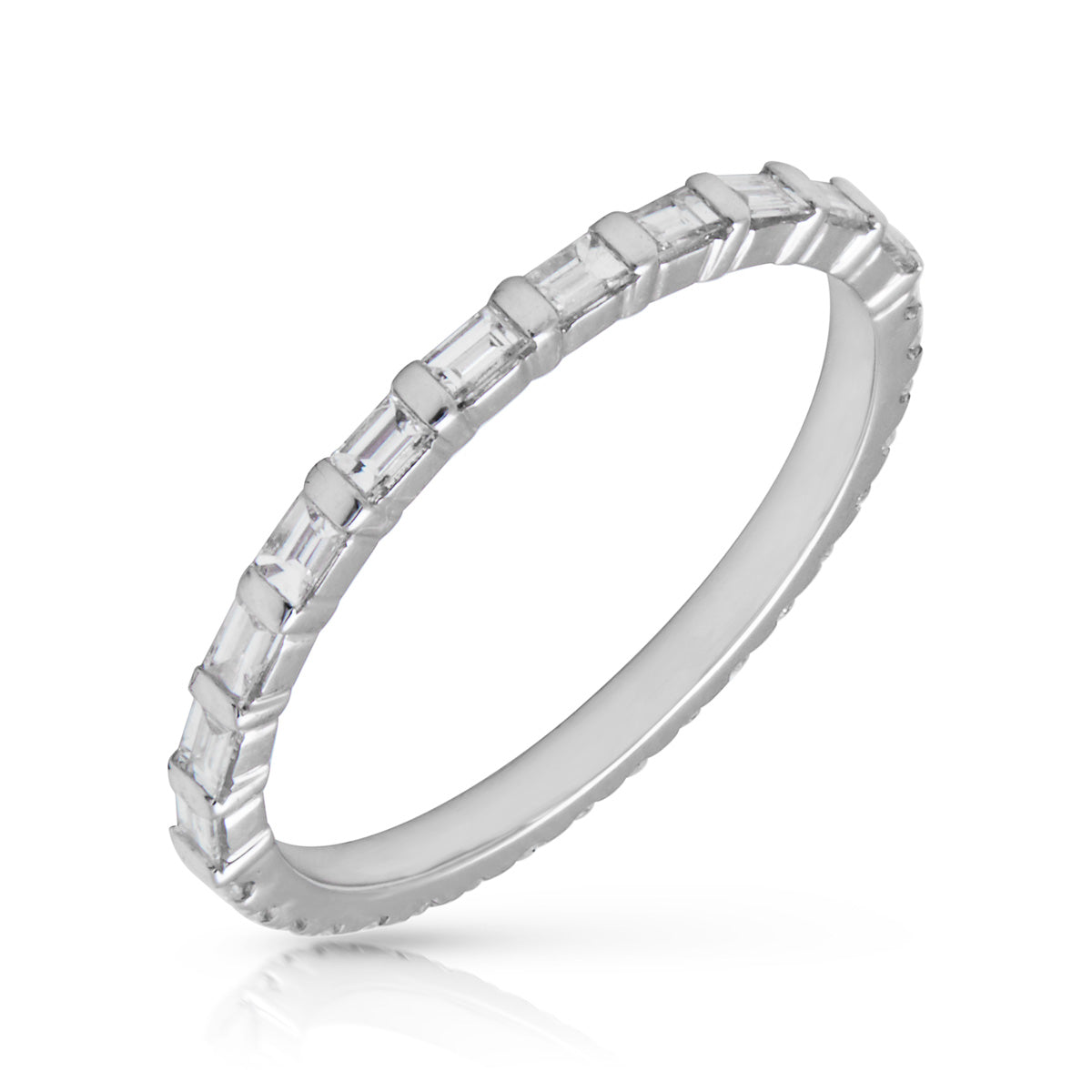 14KT White Gold Half Baguette Diamond Eternity Ring