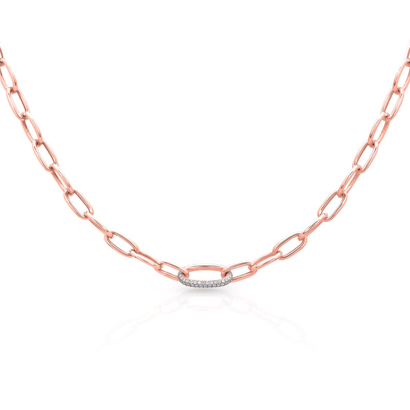 14KT Rose Gold Diamond Luxe Janesse Chain Link Necklace