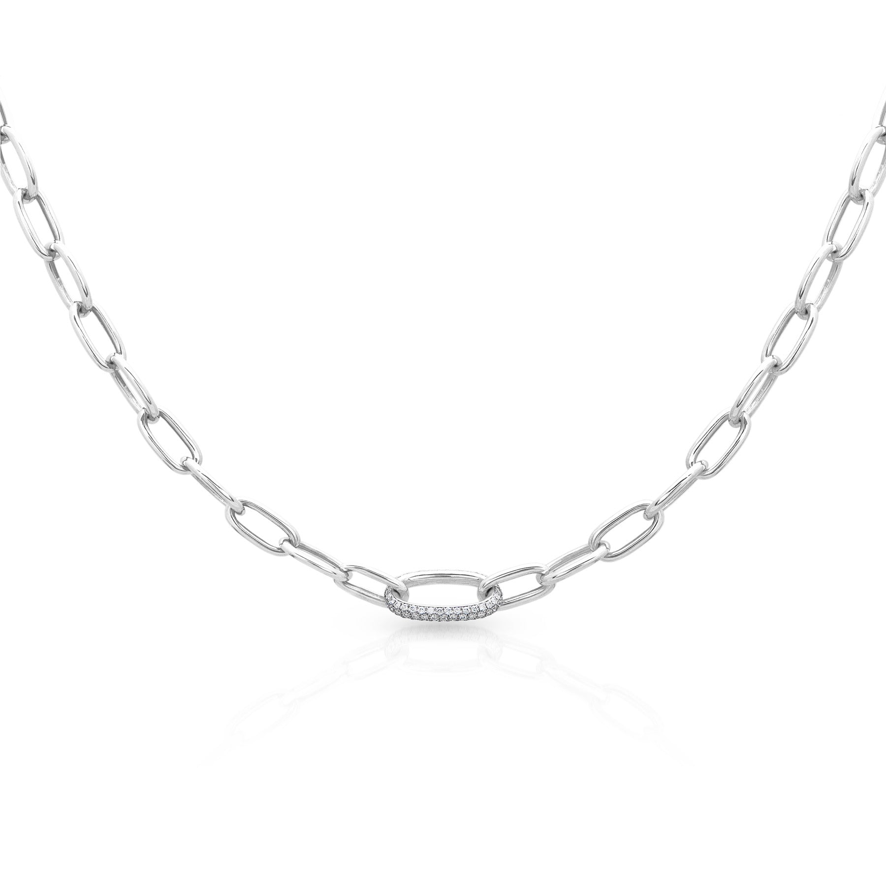 14KT White Gold Diamond Luxe Janesse Chain Link Necklace