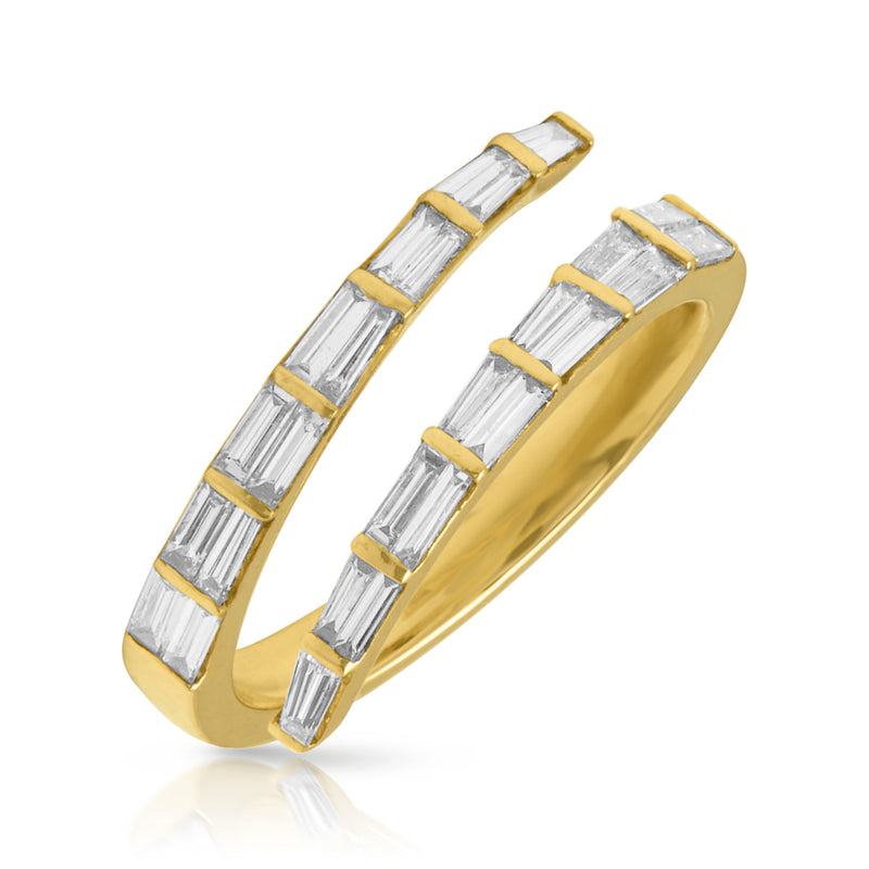 14KT Yellow Gold Baguette Diamond Open Wrap Ring