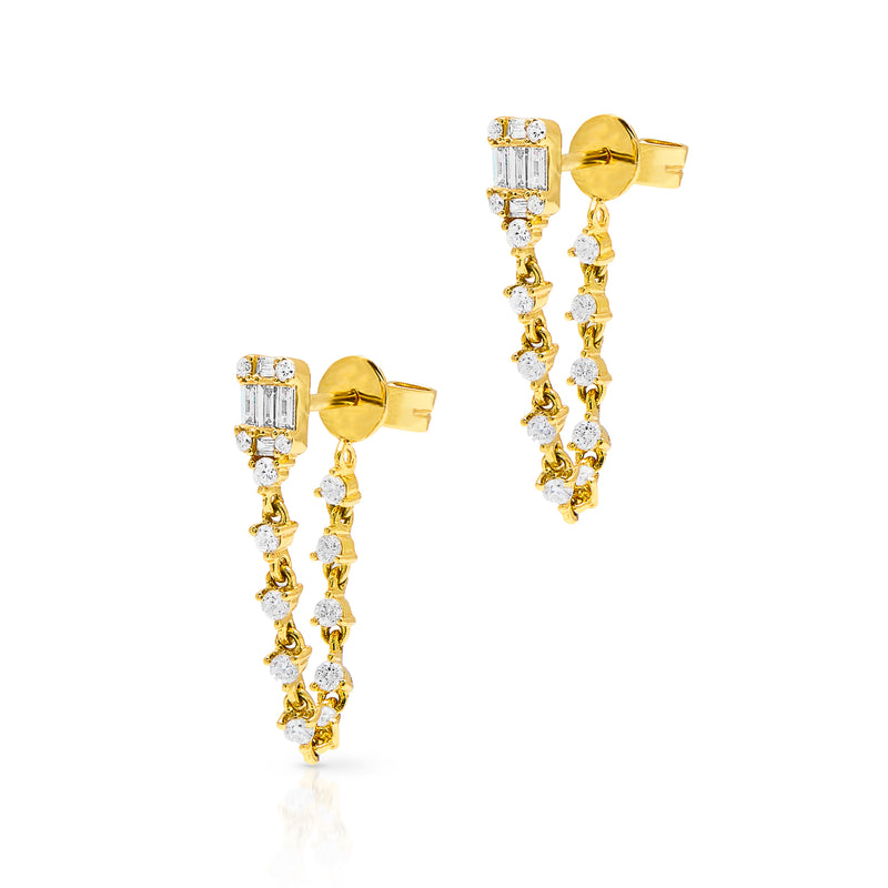 14KT Yellow Gold Baguette Diamond Amie Earrings