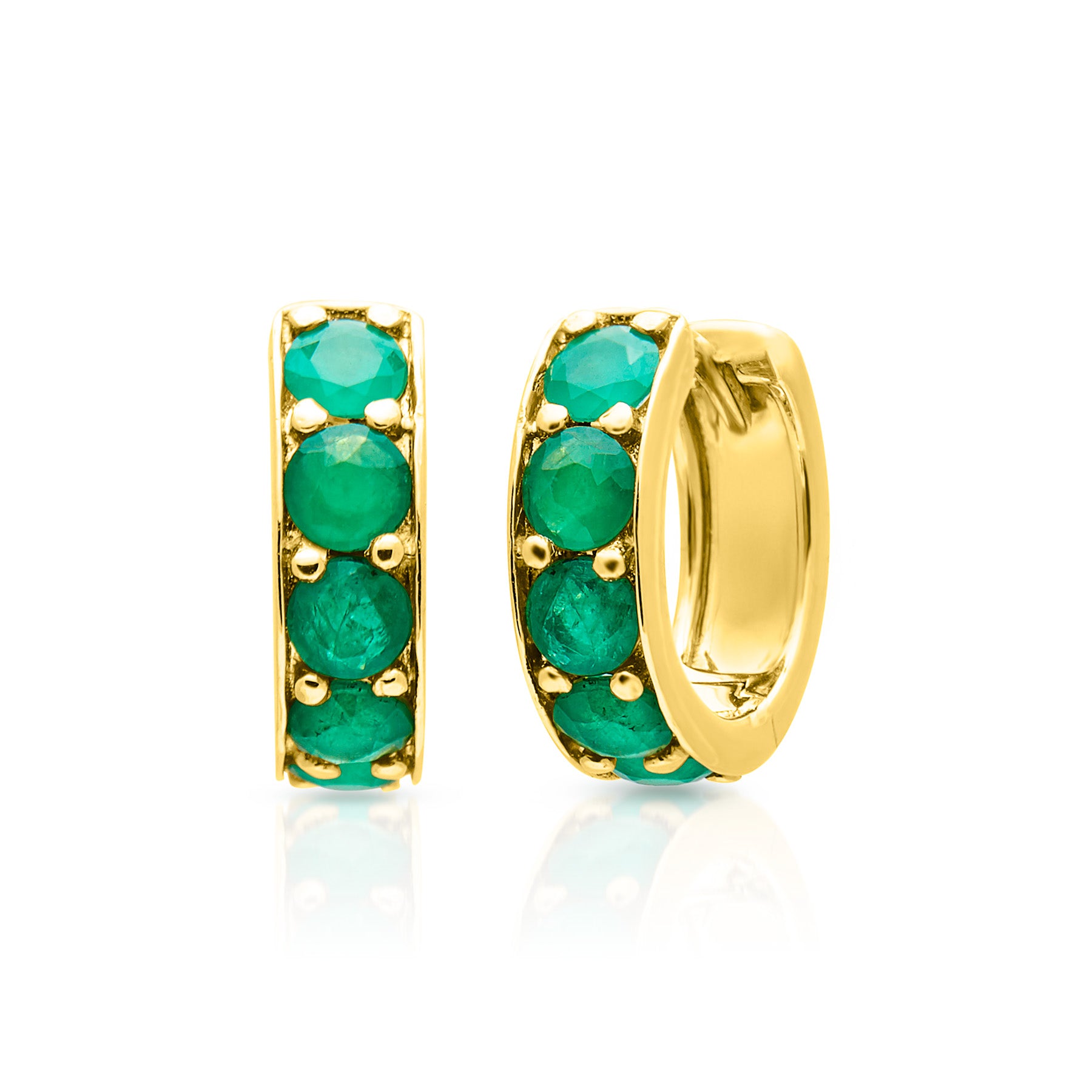 14KT Yellow Gold Emerald Darya Huggie Earrings