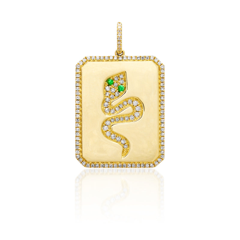 14KT Yellow Gold Diamond Tsavorite Snake Charm