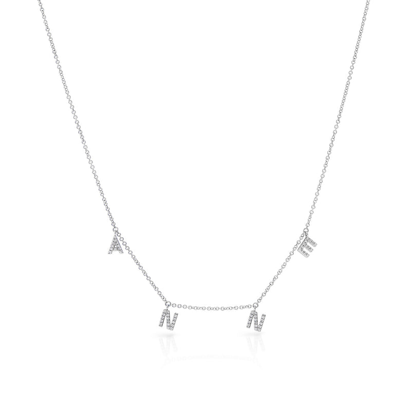 14KT White Gold Diamond Personalized Dangling Name Necklace