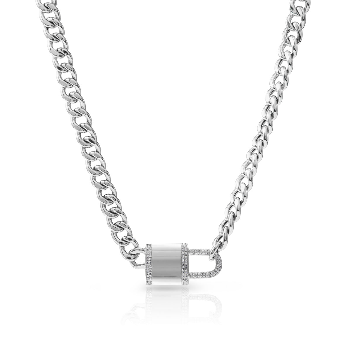 14KT White Gold Diamond Lovelock Necklace