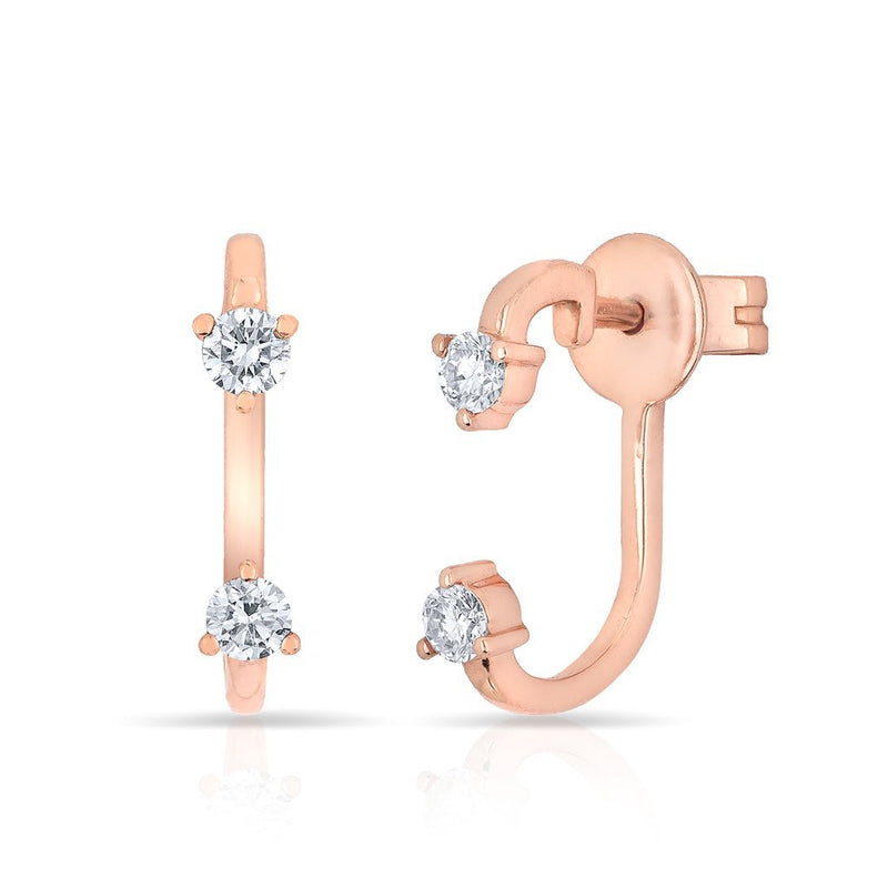 14KT Rose Gold Diamond Demi Earrings