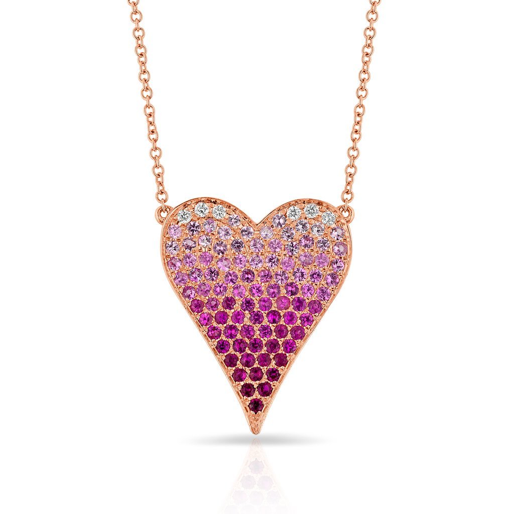 14KT Rose Gold Diamond Ombre Heart Necklace