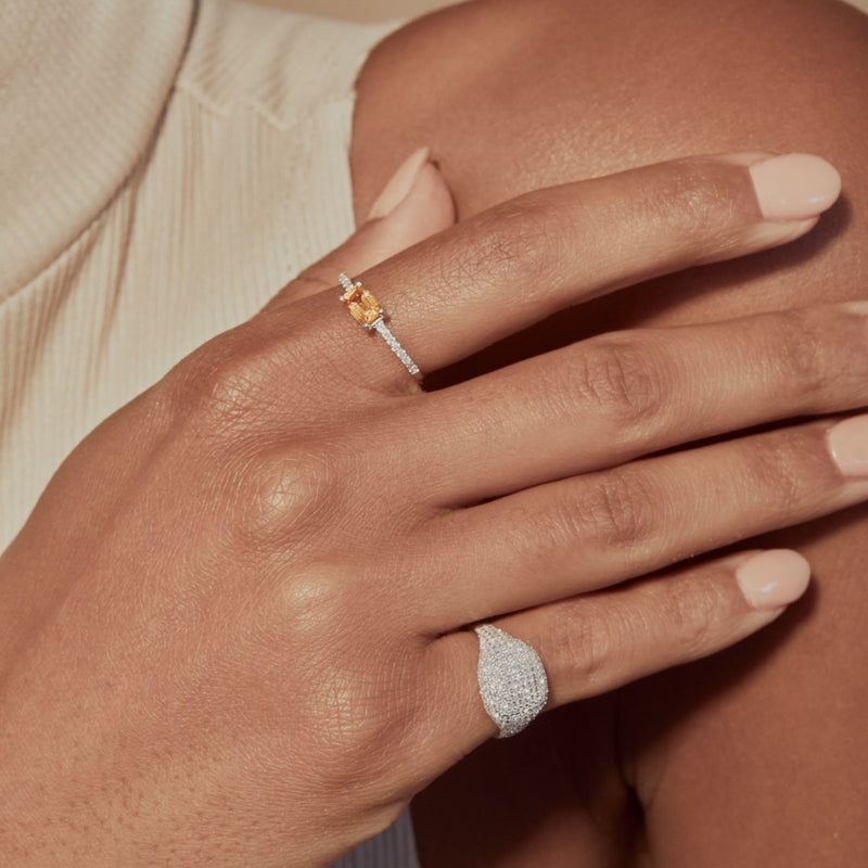 14KT Yellow Gold Orange Sapphire Diamond Madeline Ring-Anne Sisteron
