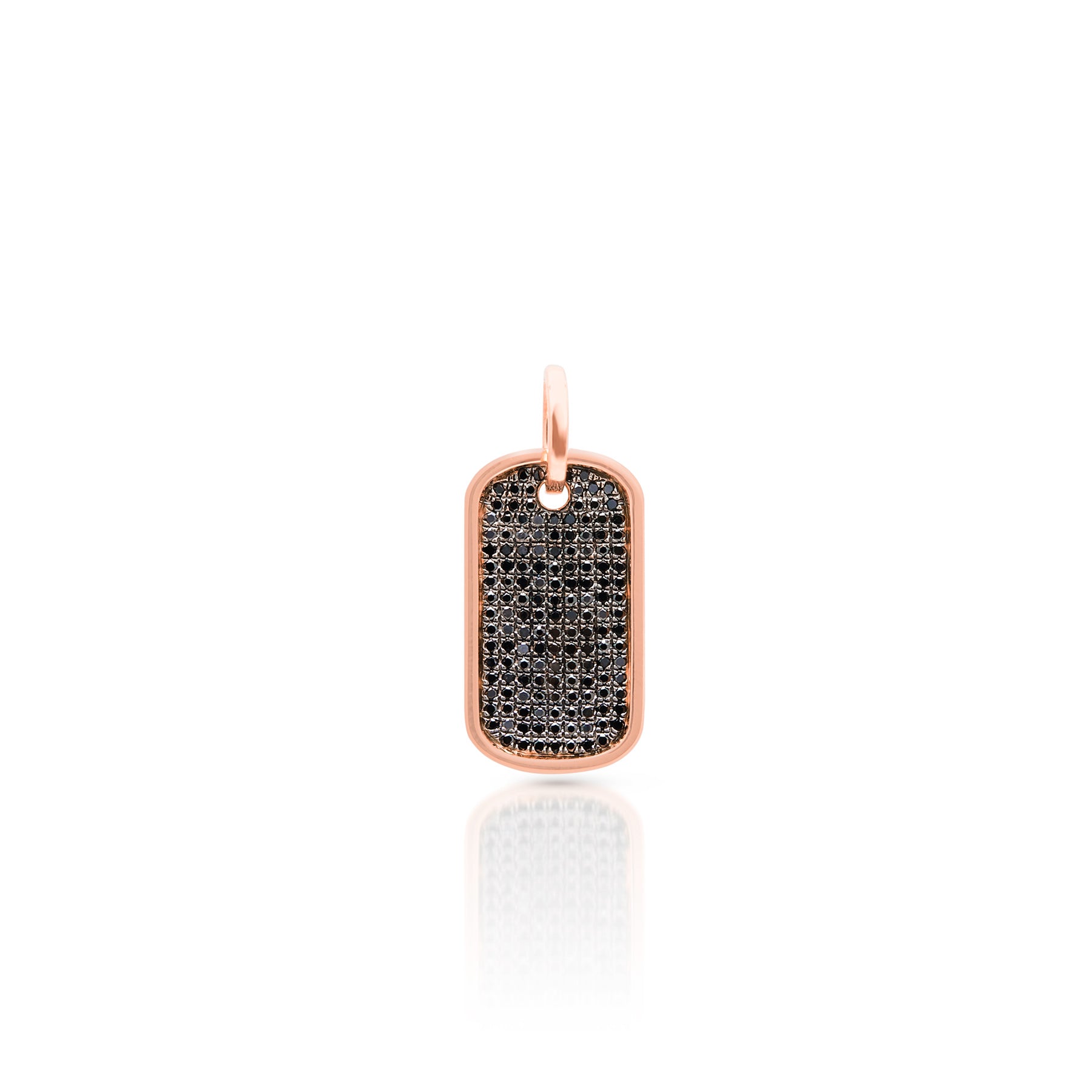 14KT Rose Gold Black Diamond Nicolai Dog Tag Charm
