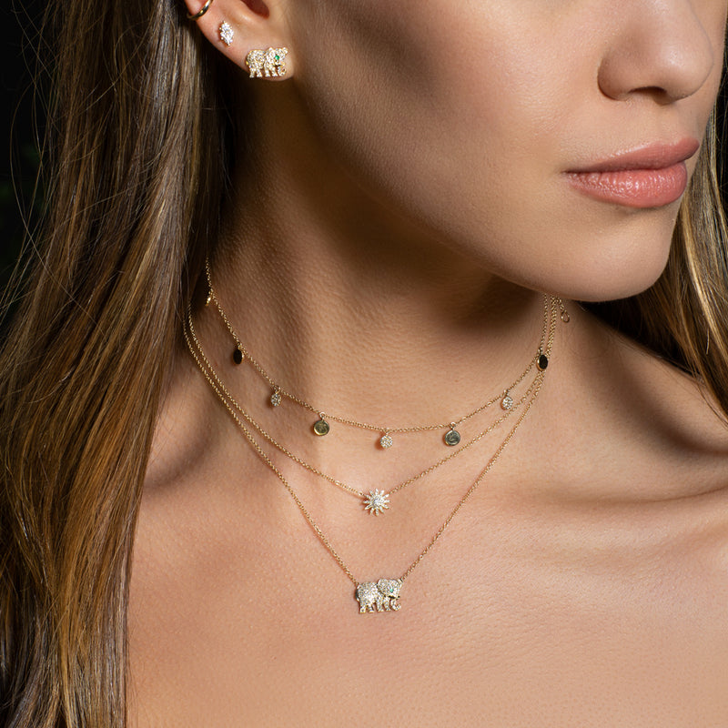14KT Rose Gold Diamond Emerald KAAP Elephant Necklace-Anne Sisteron