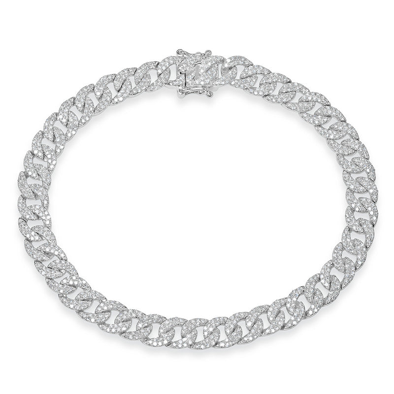 14KT White Gold Diamond Cameron Chain Link Bracelet