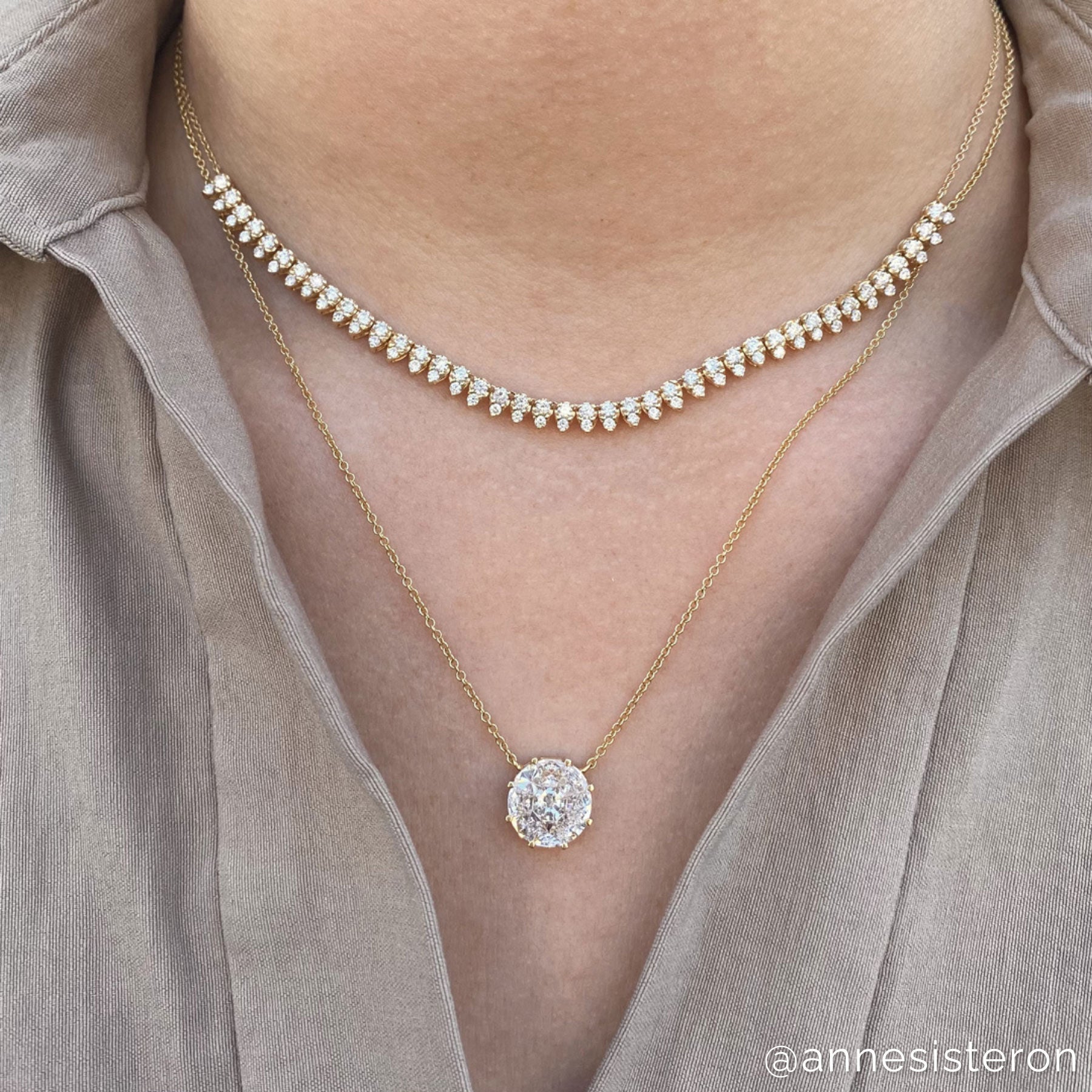 14KT White Gold Diamond Bridgette Necklace