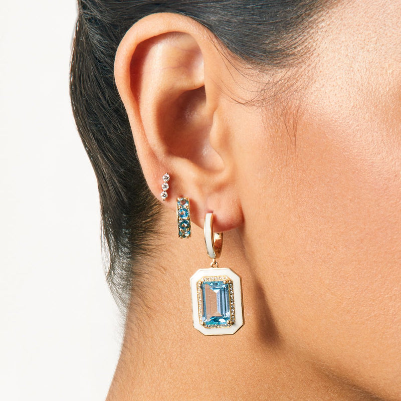 14KT Rose Gold Three Diamond Stud Earrings-Anne Sisteron