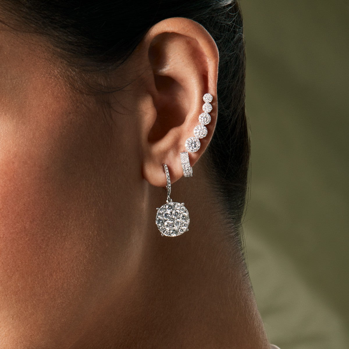 14KT White Gold Diamond Chloe Huggie Earrings