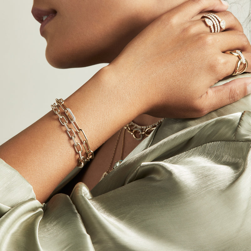 14KT Rose Gold Diamond Chain Link Bianca Bracelet