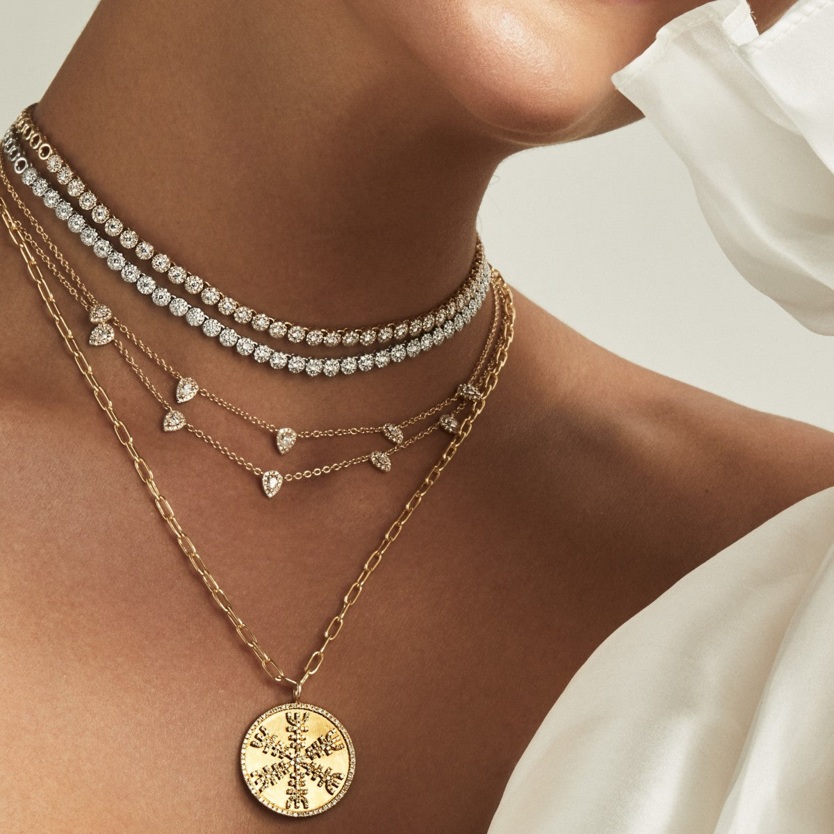 14kt White Gold Diamond Akemi Choker Necklace | Anne Sisteron