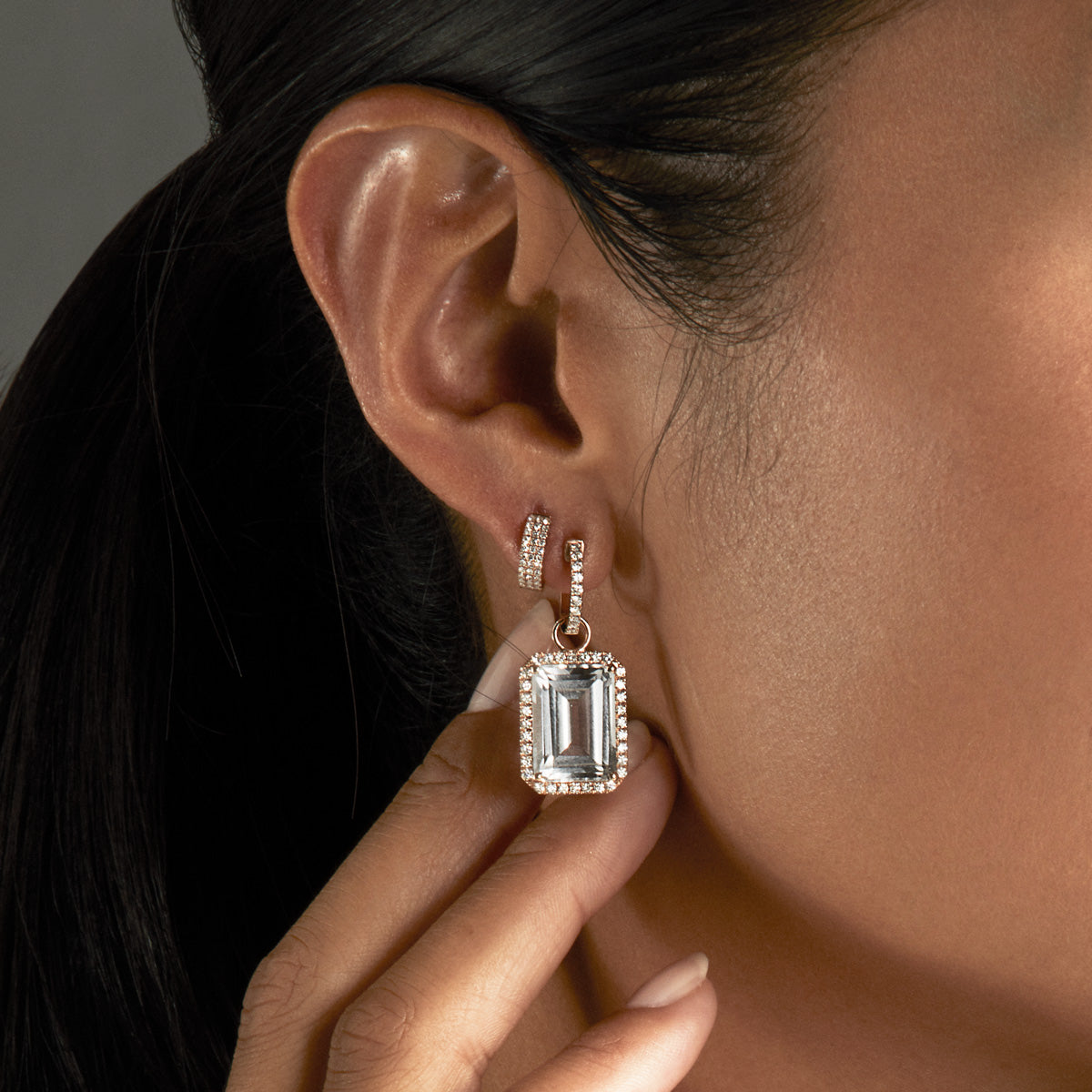 14KT Rose Gold Diamond Chloe Huggie Earrings – Anne Sisteron