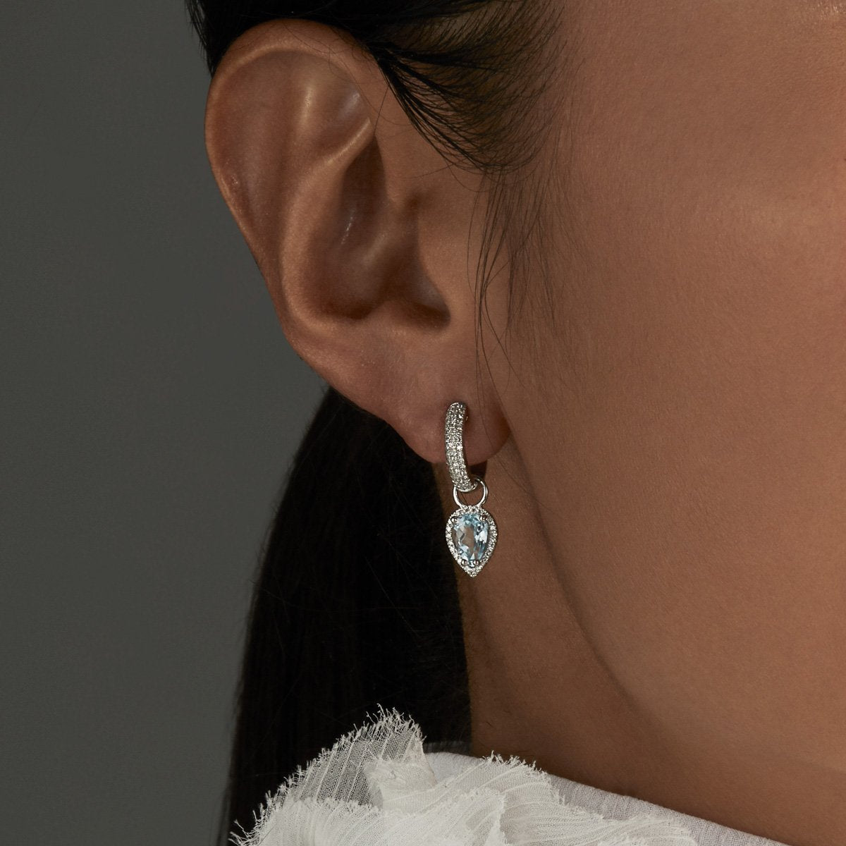 18KT Yellow Gold Blue Topaz Diamond Brooklyn Earrings