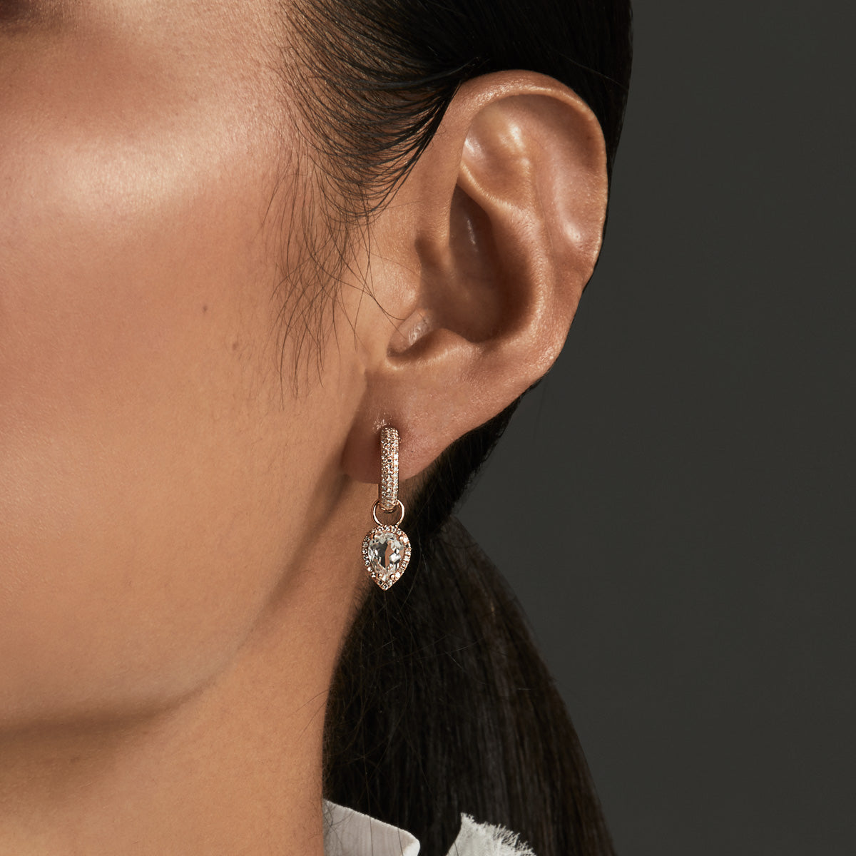 18KT Rose Gold White Topaz Diamond Brooklyn Earrings