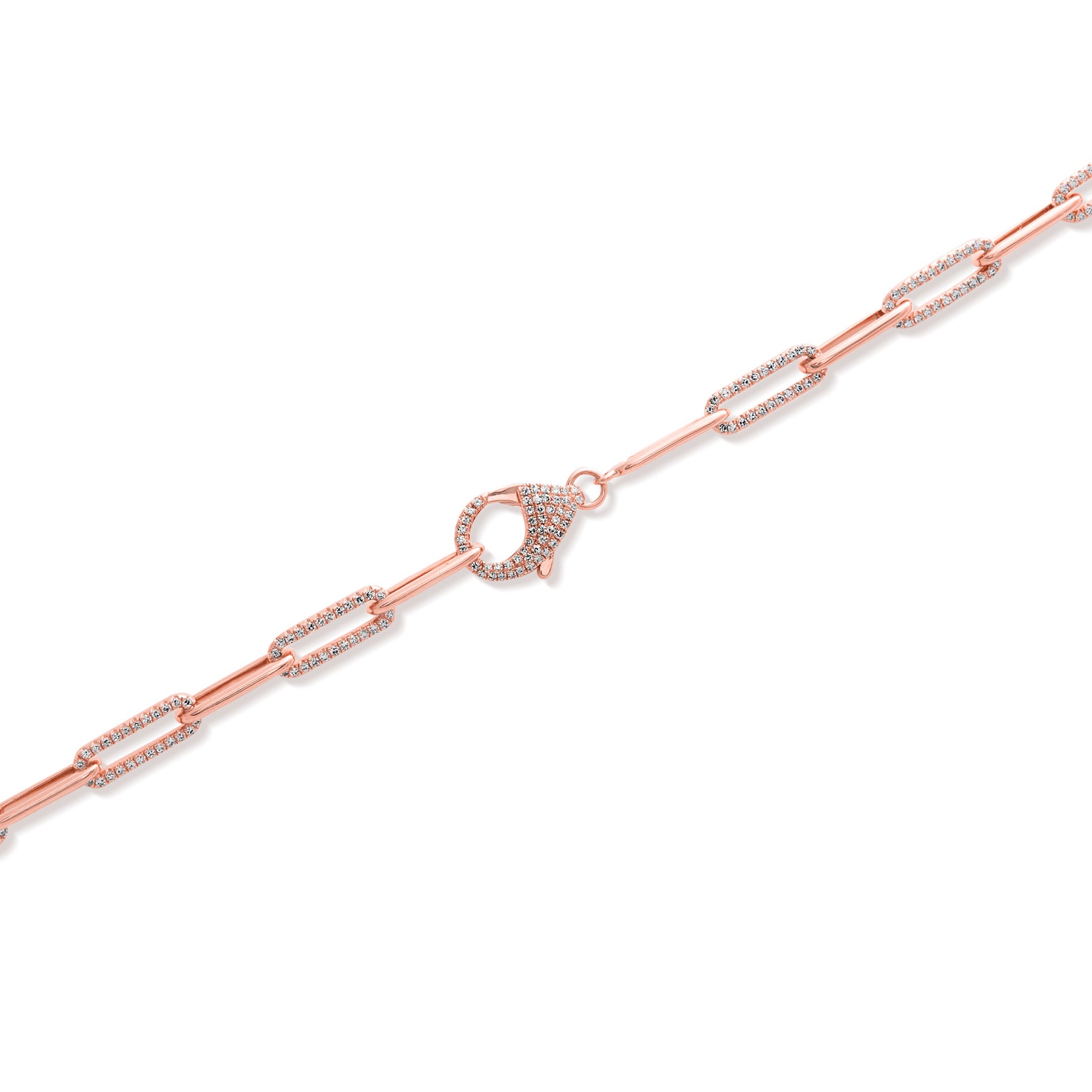 14KT Rose Gold Diamond Paper Clip Link Necklace