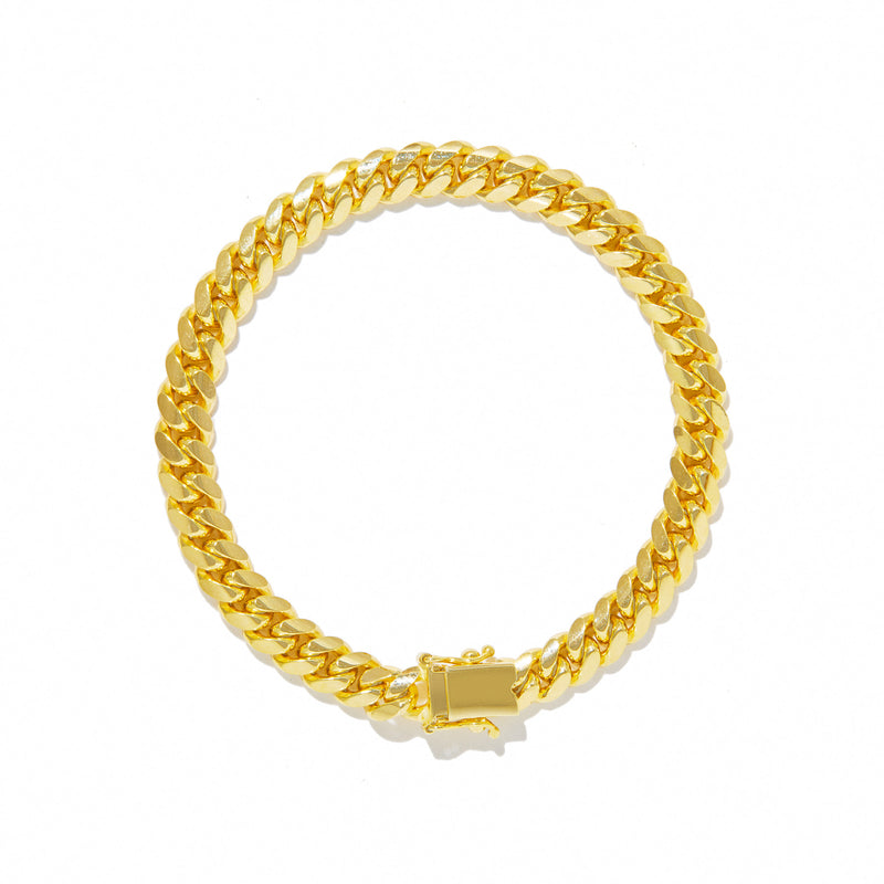 14KT Yellow Gold Cuban Chain Link Beck Bracelet