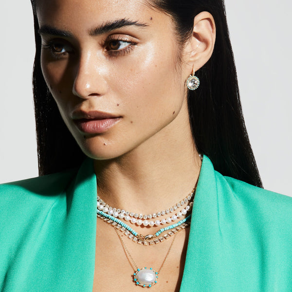 14KT Yellow Gold Diamond Interlocking Turquoise Necklace – Anne Sisteron