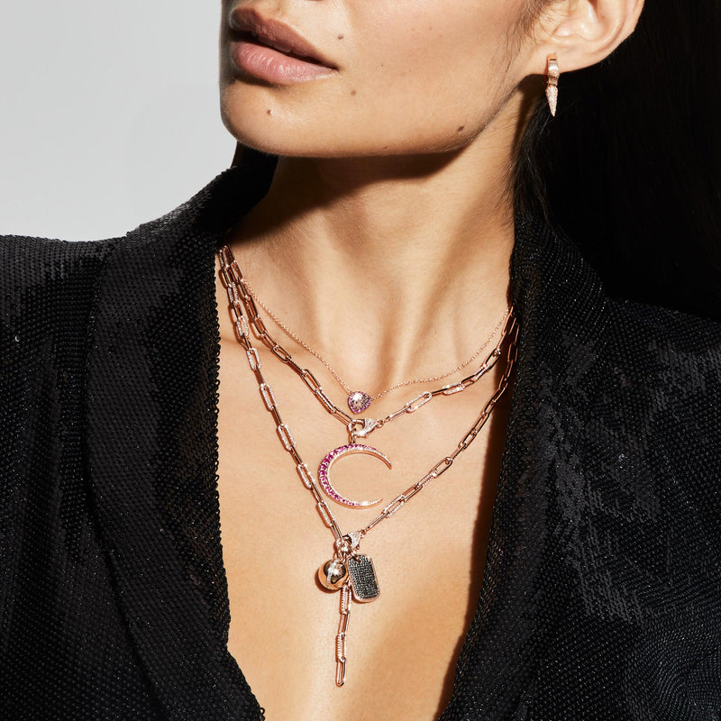 14KT Rose Gold Black Diamond Nicolai Dog Tag Charm
