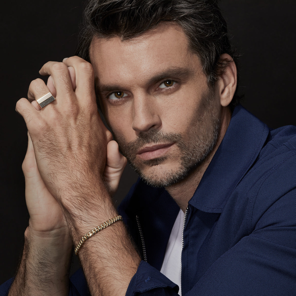 Model wearing 14KT Yellow Gold Billie Ring