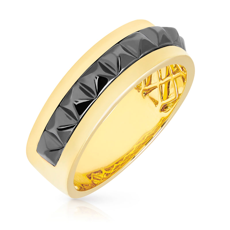 14KT Yellow Gold Black Rhodium Harlow Spike Ring
