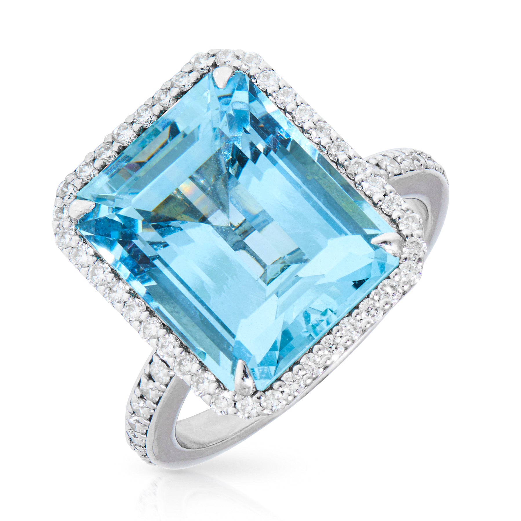 18KT White Gold Aquamarine Diamond Cocktail Ring – Anne Sisteron