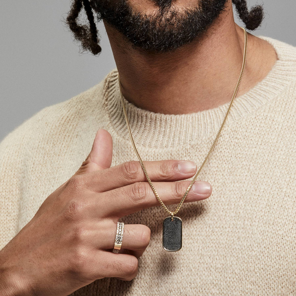 Model wearing 14KT White Gold Champagne Diamond Adrian Band Ring