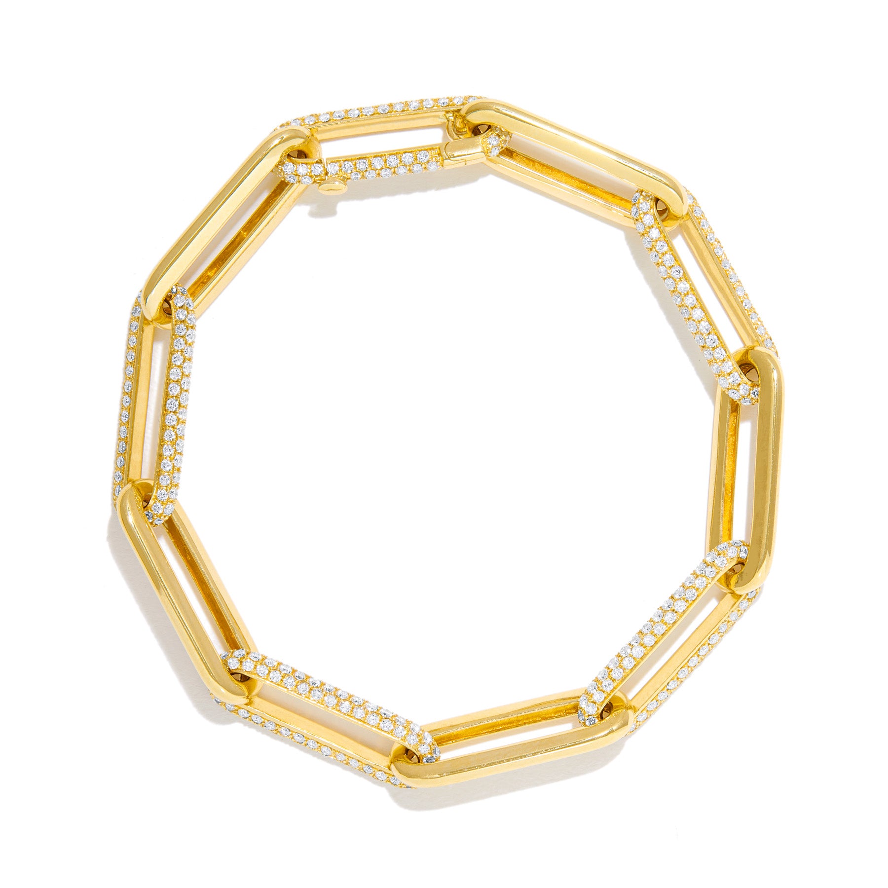 14KT Yellow Gold Diamond Elongated Chain Link Bracelet