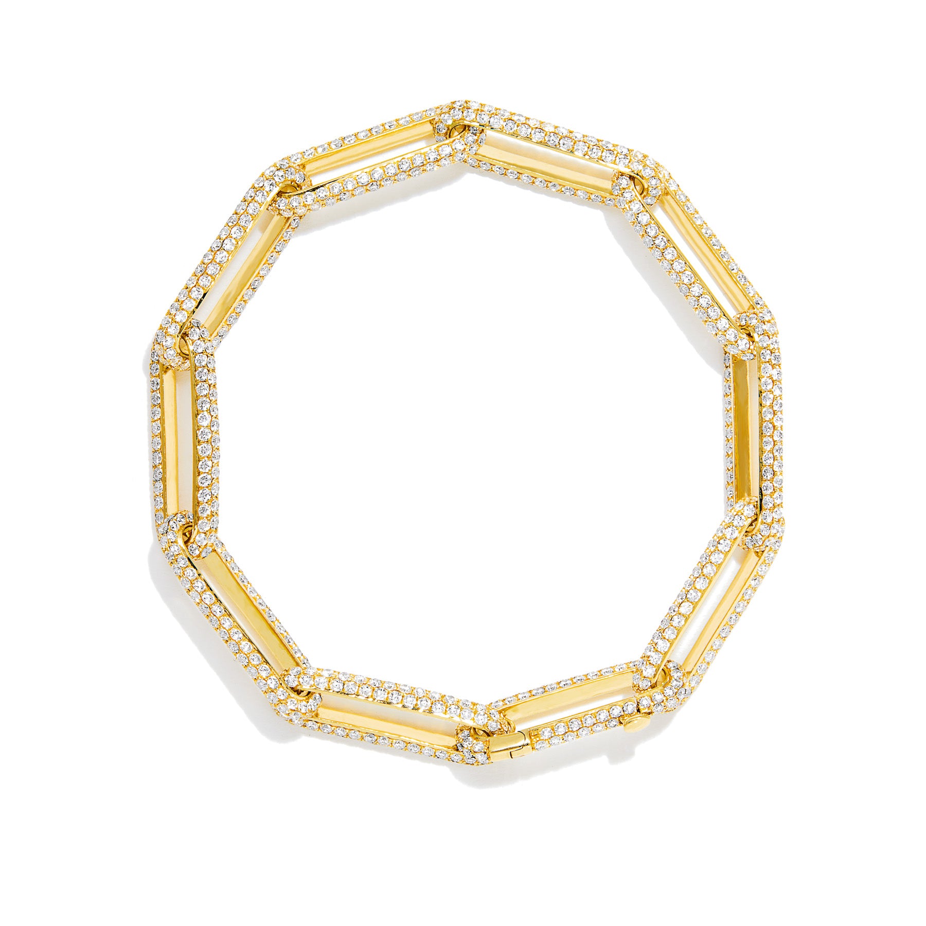 14KT Yellow Gold Diamond Luxe Elongated Chain Link Bracelet