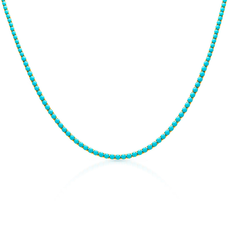 14KT Yellow Gold Turquoise Tennis Necklace – Anne Sisteron