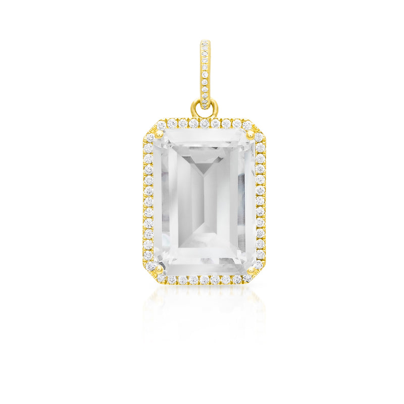 18KT Yellow Gold Diamond Topaz Luxe Jolly Charm Pendant with Diamond Clip on Bail