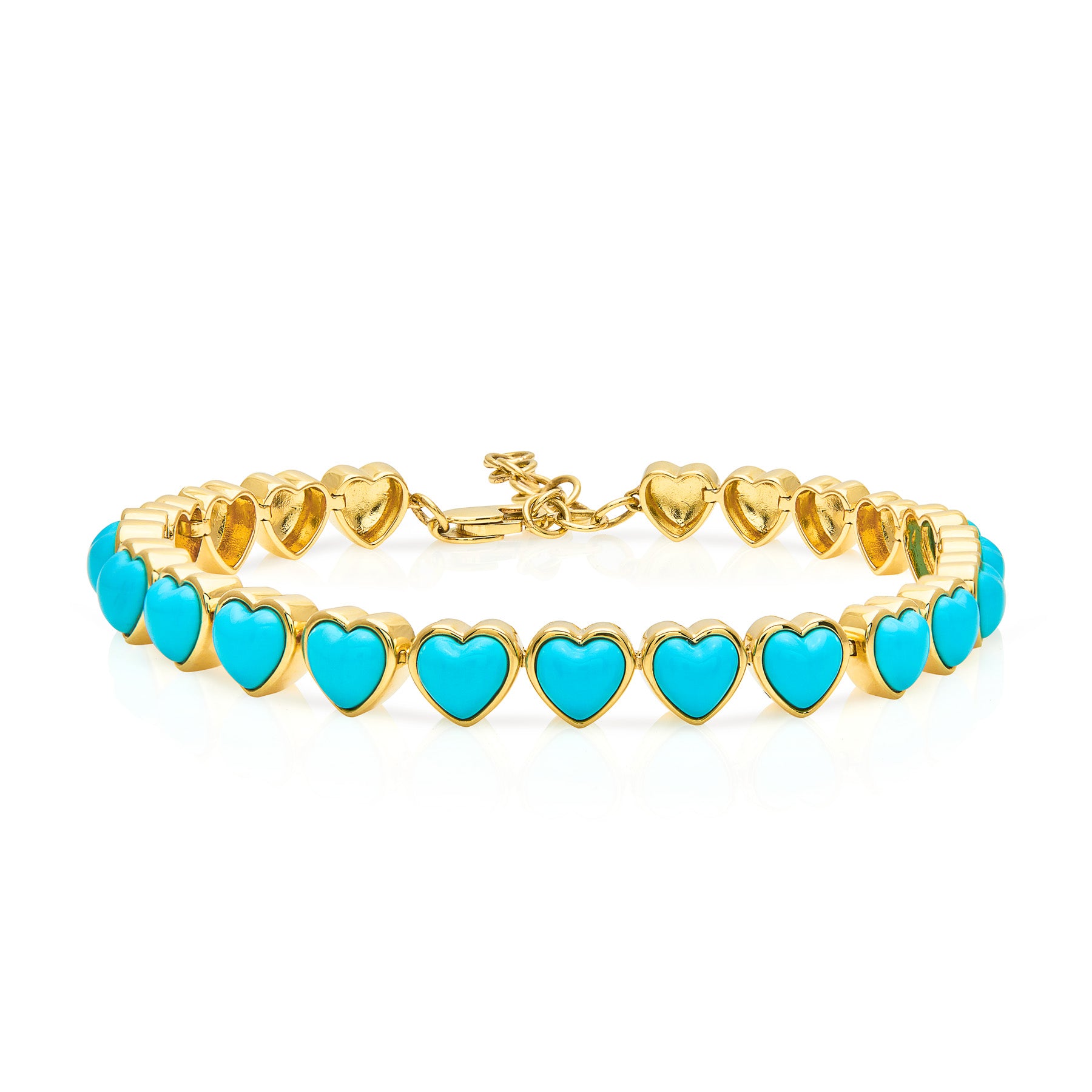 14KT Yellow Gold Turquoise Heart Bracelet