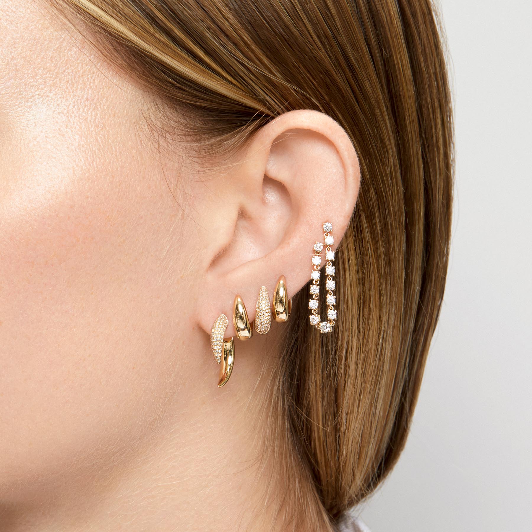 14KT Rose Gold Diamond Sabre Earrings