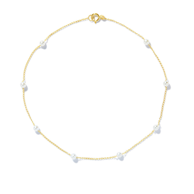 14KT Yellow Gold Pearl Anklet