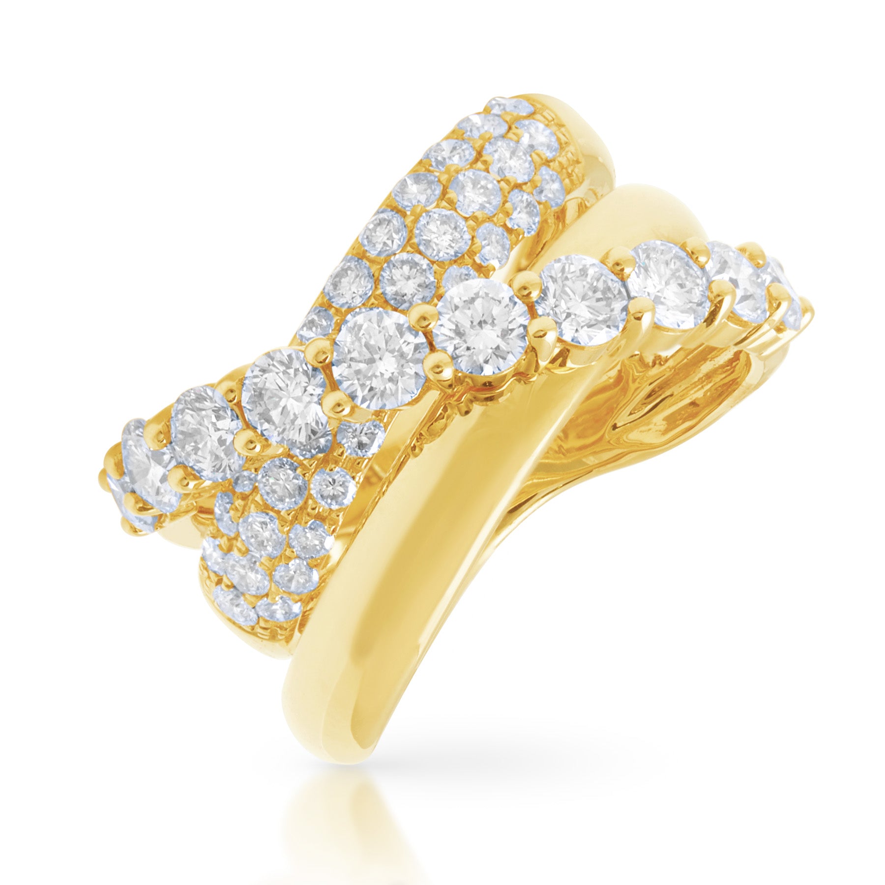 14KT Yellow Gold Diamond Crossover Band Ring