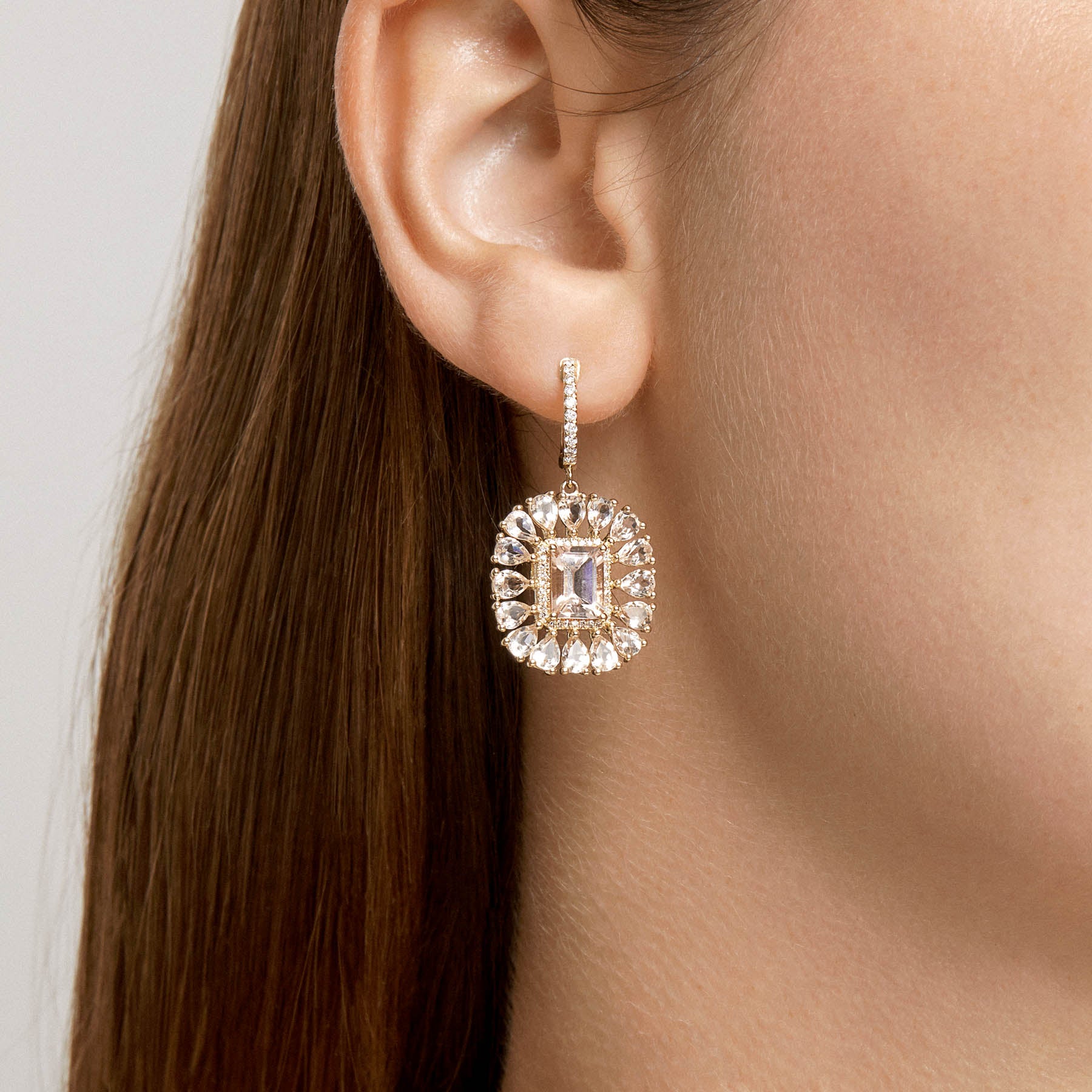 14KT Rose Gold Morganite Diamond Amabel Earrings