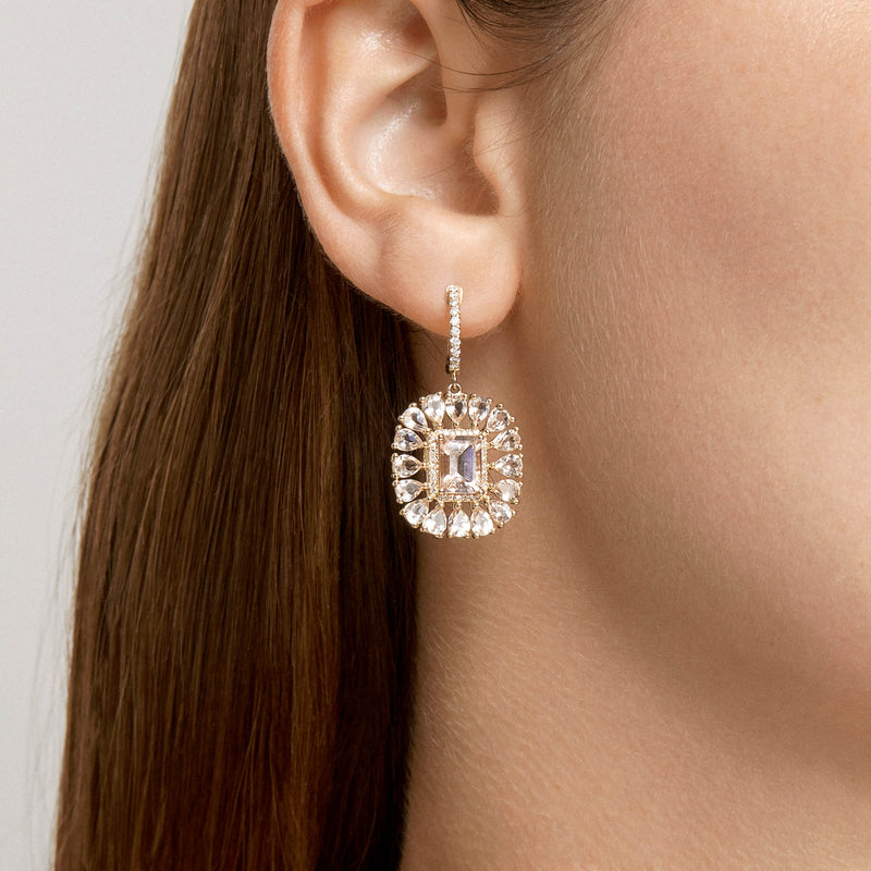 14KT White Gold Morganite Diamond Amabel Earrings