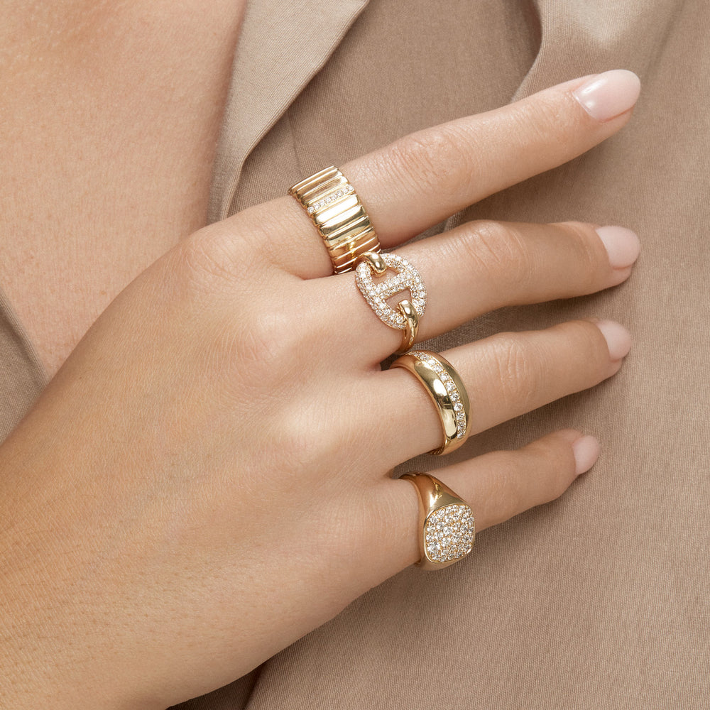 Model wearing 14KT Yellow Gold Diamond Madison Ring