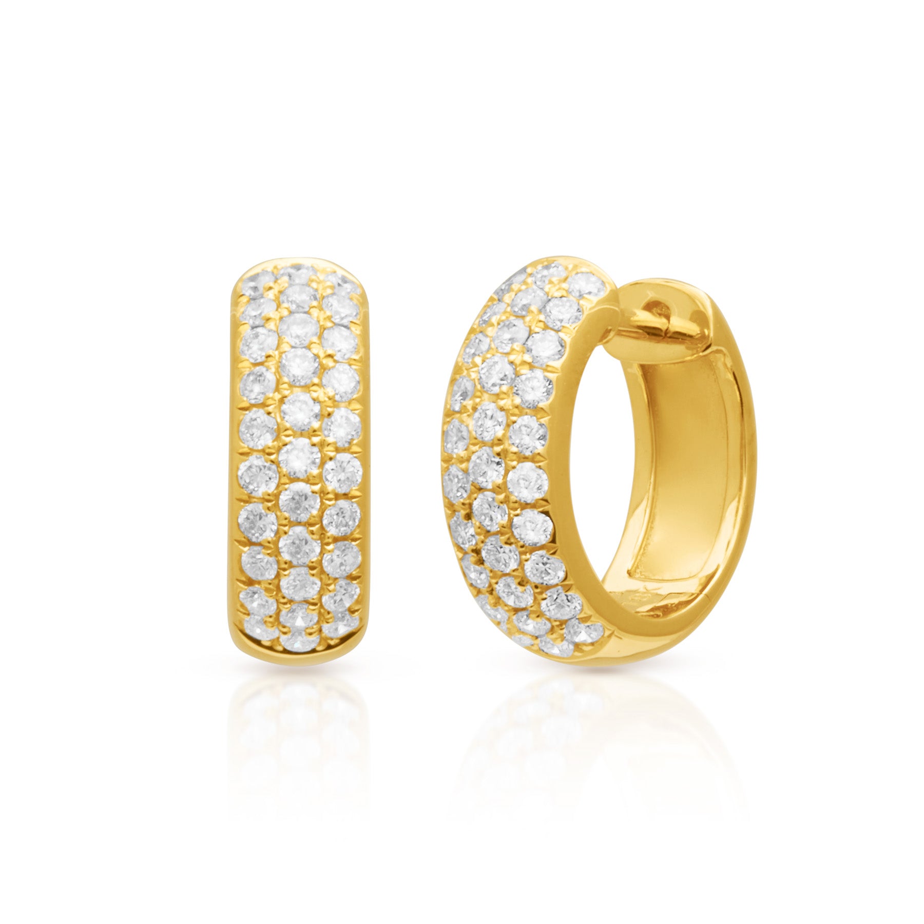 18KT Yellow Gold Diamond Luxe Brooklyn Huggie Earrings